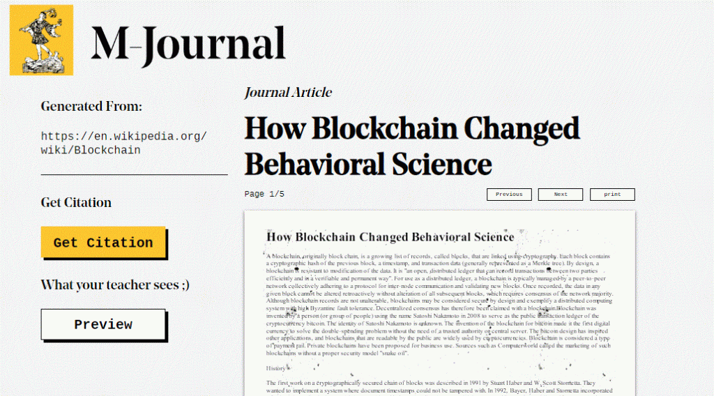 Initial view of copied article.